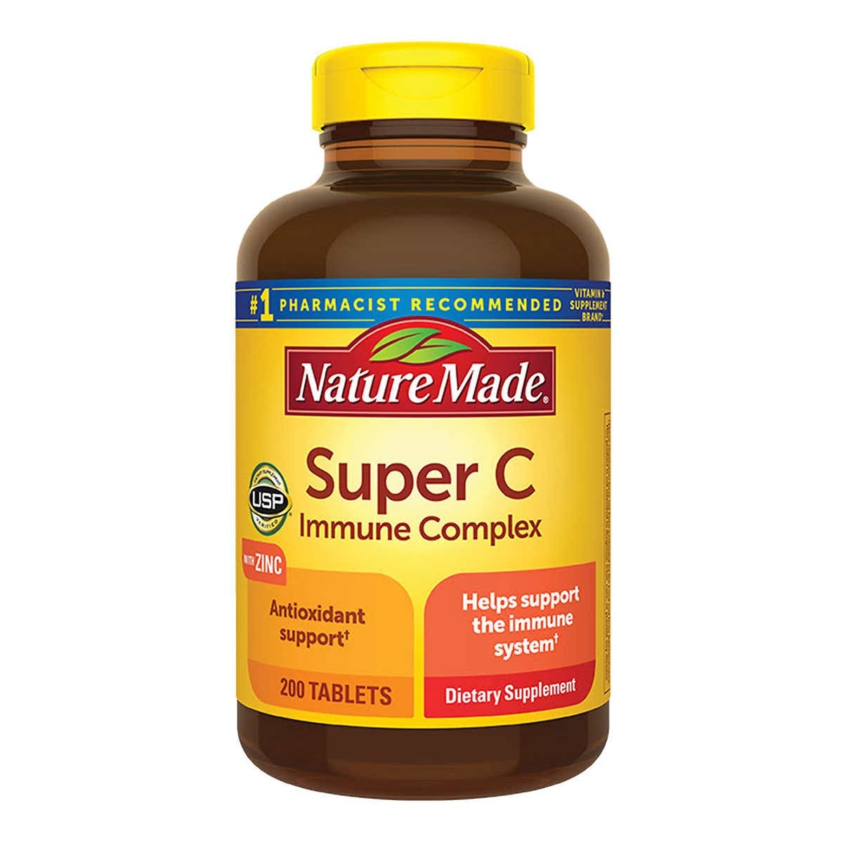 วิตามิน C สูตรเข้มข้นชนิดเม็ด Nature Made Super C Immune Complex with Zinc (200 Tablets)