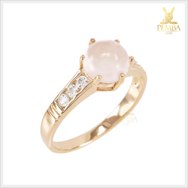 แหวนโรสควอตซ์แท้ ดีไซน์เรียบๆ ใส่ติดนิ้วน่ารักๆ