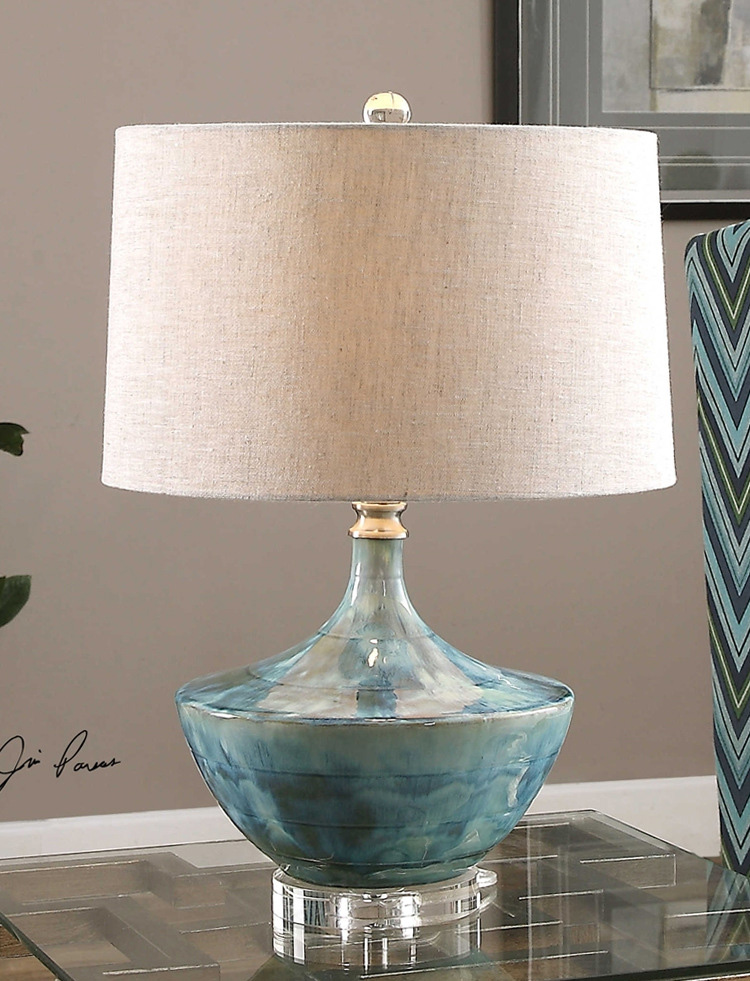 โคมไฟตั้งโต๊ะฐานเซรามิคโป๊ะผ้า สี Creative Paint [ND205]