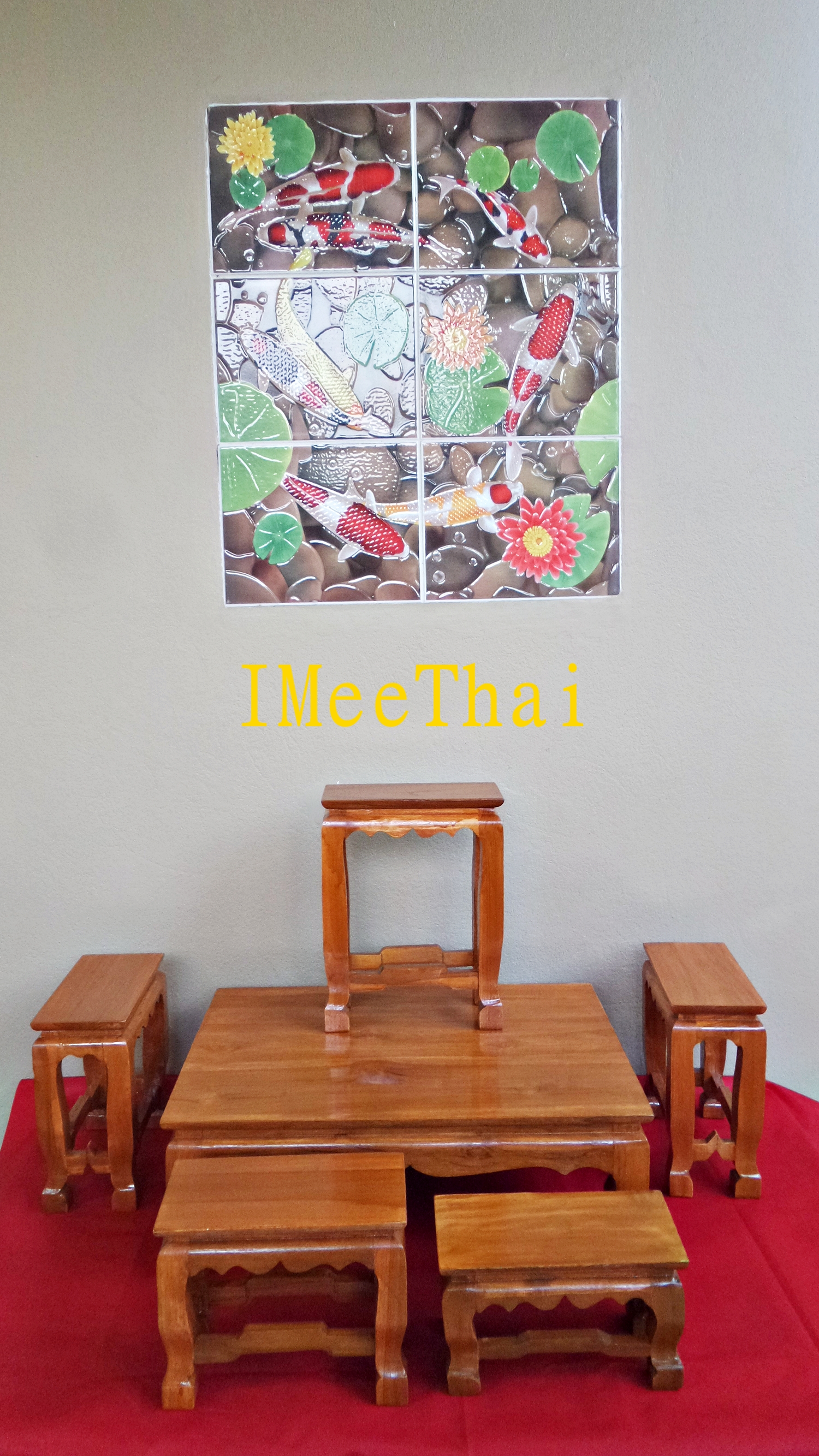 โต๊ะหมู่บูชา หมู่ 5 หน้า 4 (หน้า4x8) ไม้สักทอง