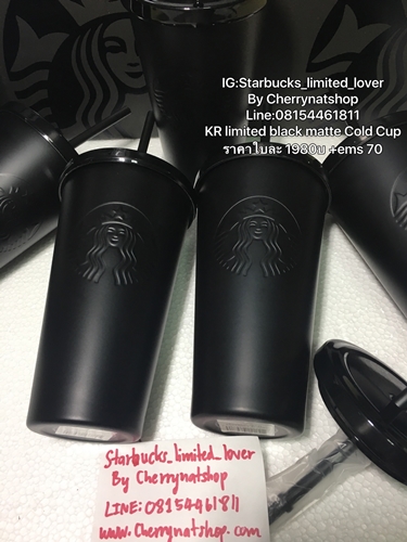 สายdark,สายเข้มไม่ควรพลาด Starbucks Cold Cup Stainless Steel Matte Black 16 ozหลอดพลาสติกดำ แก้วดำ