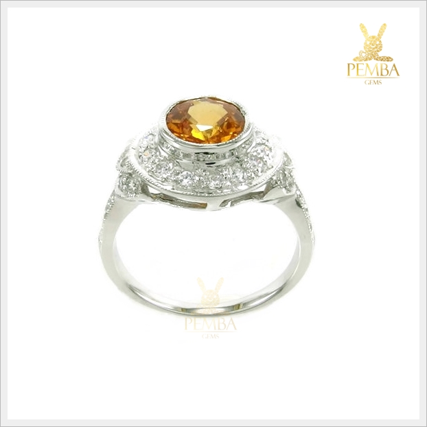 แหวนพลอยเพทายเหลือง สวยงามดั่งบุษราคัม เงินแท้925 แหวนพลอยแท้