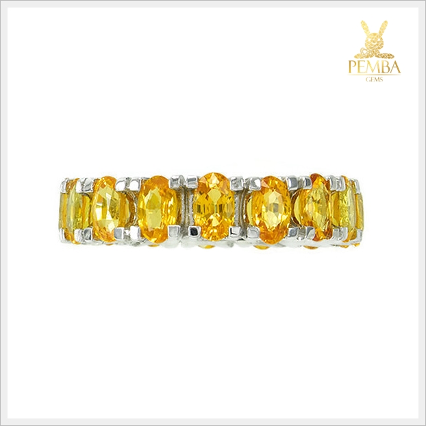 แหวนบุษราคัมแท้ สีน้ำทอง รอบนิ้้วเสริมเสน่ห์น่าหลงไหล แหวนพลอยแท้