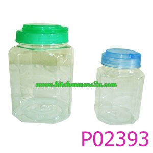 P02393 ขวดโหล PET หูหิ้ว P002 (ปากกว้าง 9.2 สูง 18.5 ก้นขวด 12.0 ซม) ราคาส่งต่อ 12 ใบ
