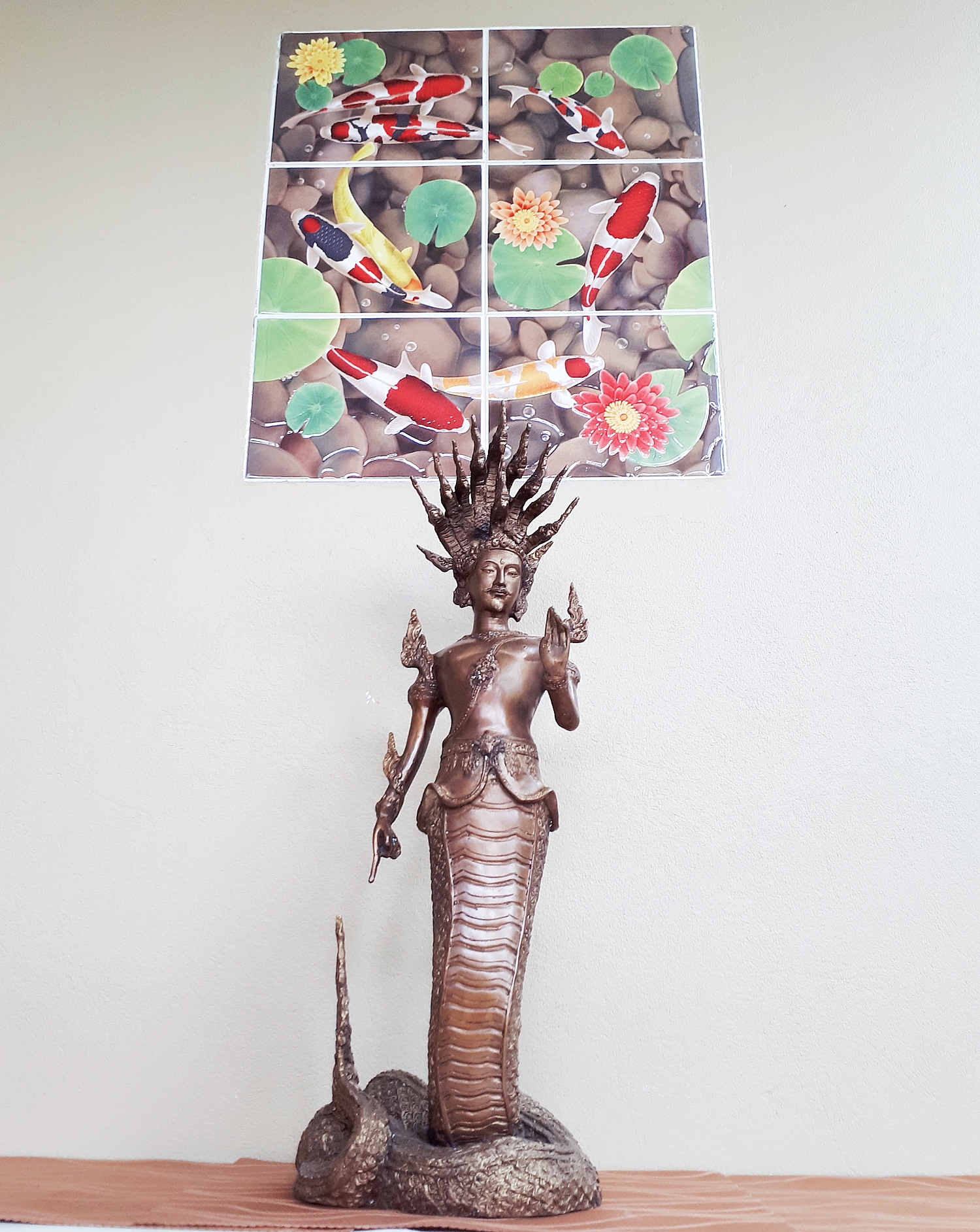 รูปหล่อ พญานาคราช คู่ (ท่านปู่นาคา-ปู่ศรีสุทโธ ท่านยานาคี-ศรีปทุมวัน) พญานาคปรก 9ตน 9หัว โลหะทองเหลืองรมดำ (ขนาดบูชา องค์ขนาดใหญ่ สูง 25นิ้ว) (ขายปลีก ขายส่ง)