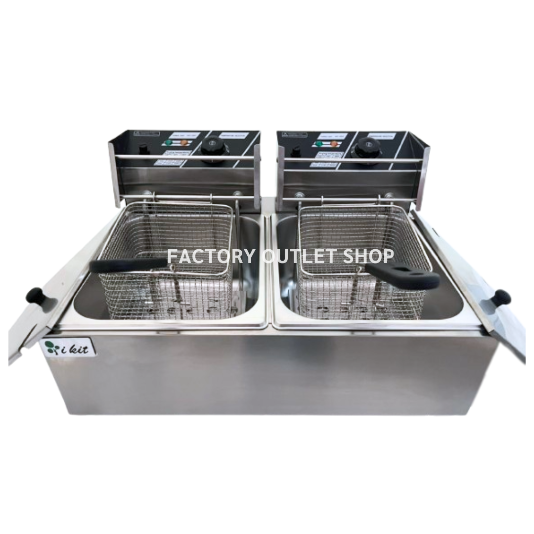 เตาทอดไฟฟ้า 6*2 ลิตร เตาทอดสเตนเลส หม้อทอดไฟฟ้า เตาทอดเฟรนฟรายส์ Electric Deep Fryer 6*2 Liters