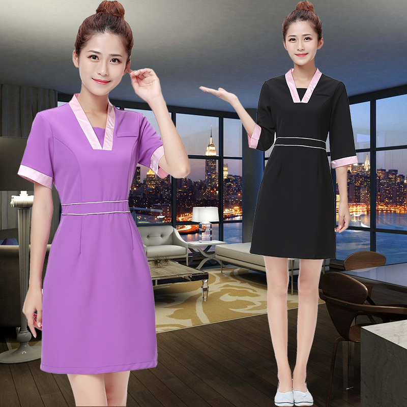 S6203005 ชุดพนักงานนวดสปา ชุดพนักงานเสริมสวย ชุดทำงาน ชุดสูท S6203005 สีภาพ S-3XL