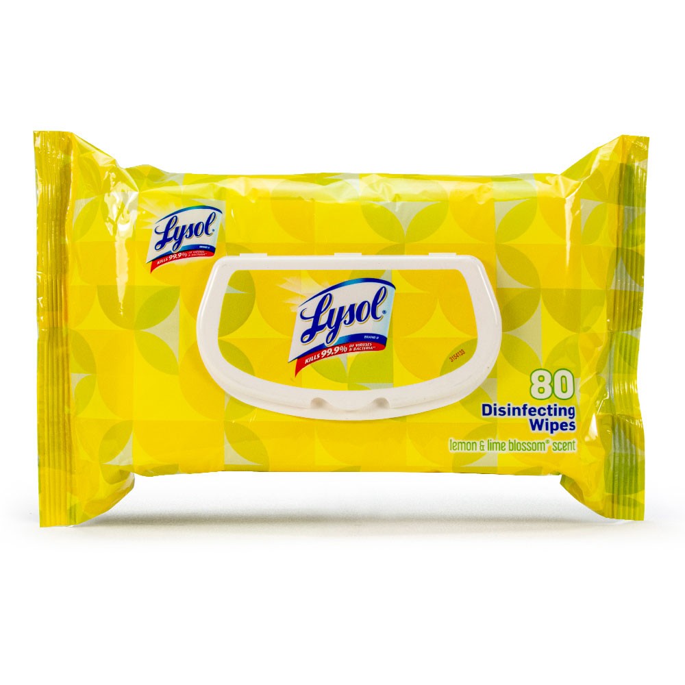 กระดาษเปียกทำความสะอาดพร้อมกำจัดเชื้อโรค Lysol Disinfecting Wipes - Lemon & Lime Blossom (80 Wet Wipes)