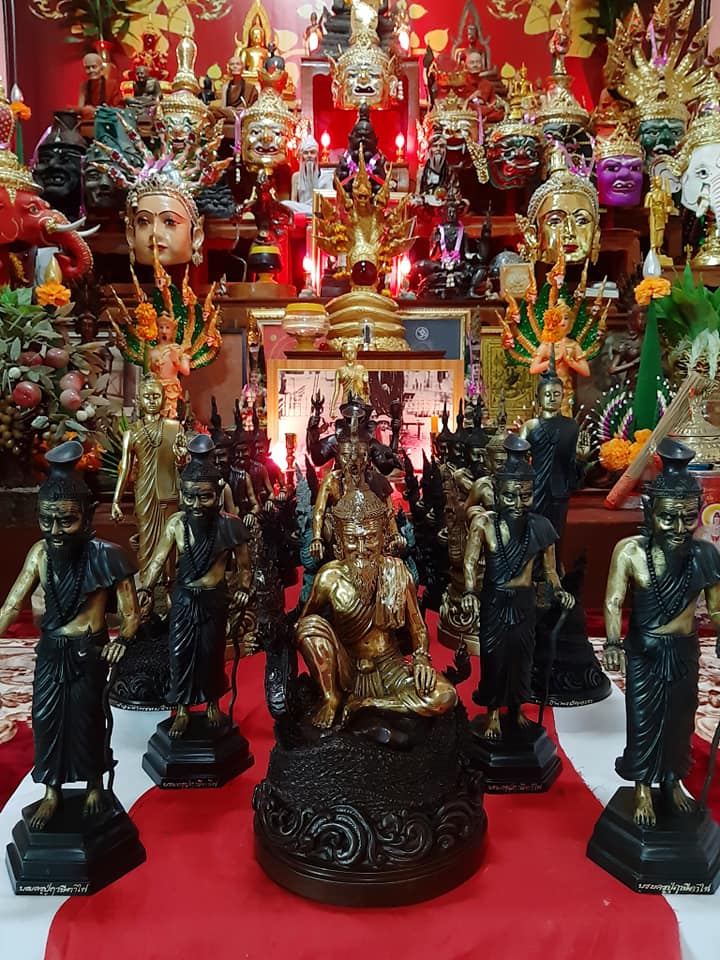 รูปหล่อ ปู่ฤาษีปู่ภุชงค์นาคราช เนื้อทองเหลือง (ขนาด สูง14นิ้ว ฐานกว้าง7.5นิ้ว)