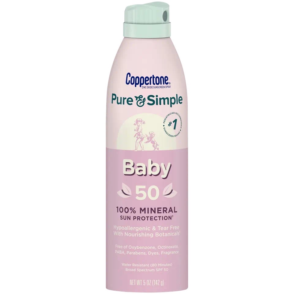 สเปรย์กันแดดสำหรับทารกและเด็กเล็ก Coppertone Pure & Simple Baby Mineral Sunscreen Spray SPF50 Sunscreen Spray