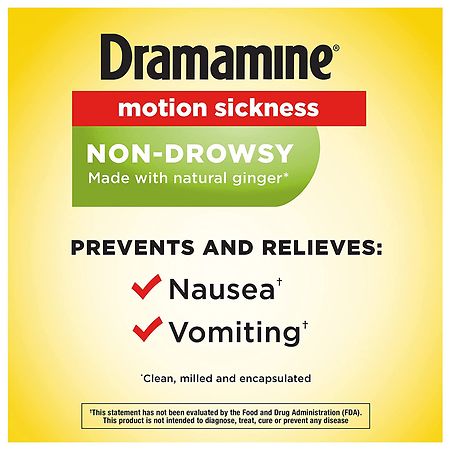 สมุนไพรบรรเทาอาการวิงเวียนจากการเดินทาง Dramamine Motion Sickness Relief - Non-Drowsy Naturals