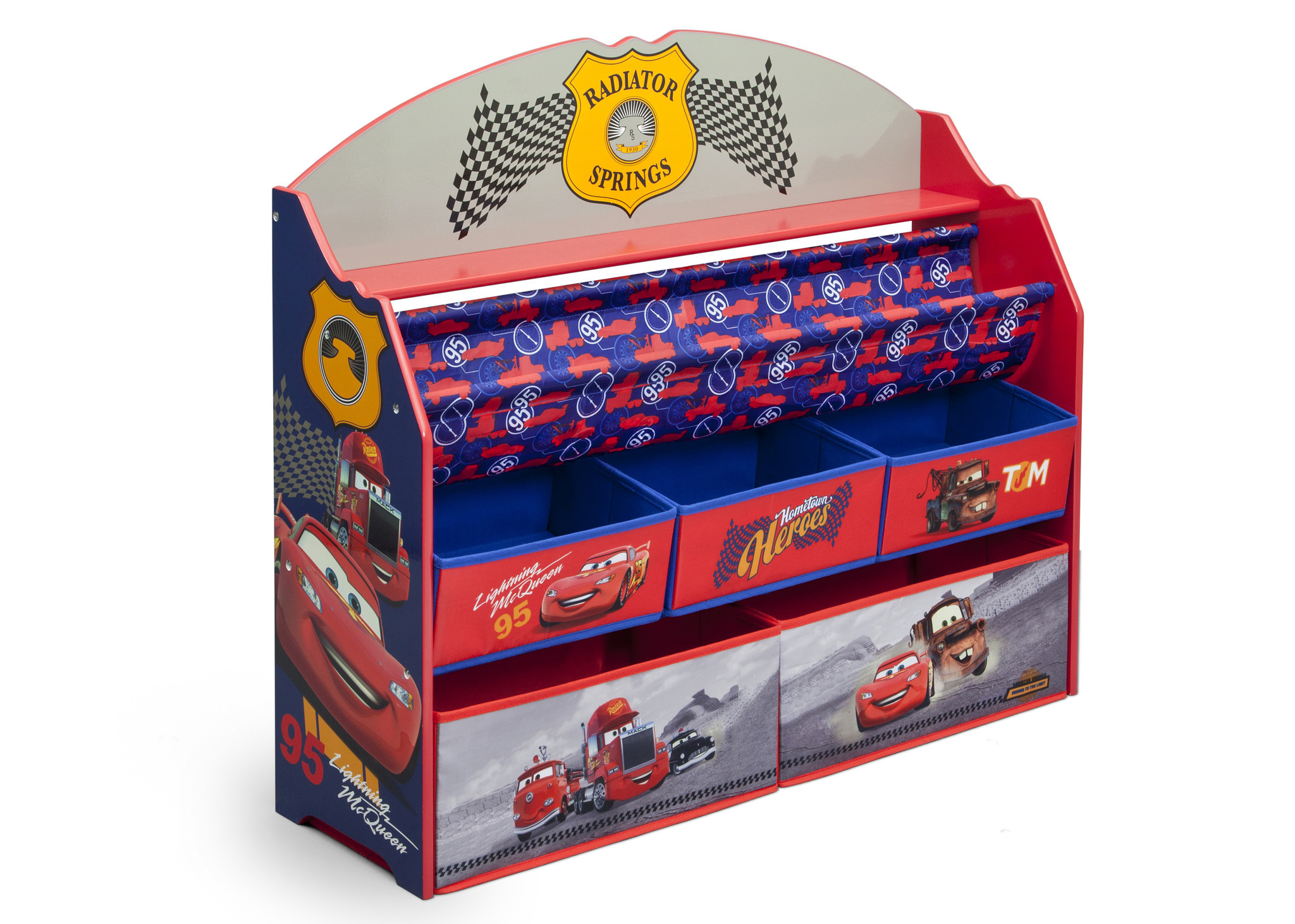 ชั้นวางหนังสือพร้อมกล่องเก็บของเล่นสำหรับลูกน้อย Delta Children Deluxe Book & Toy Organizer (Cars)
