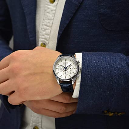 Karnvera Shop นาฬิกาข้อมือผู้ชาย Seiko Chronograph Silver Dial Men's Watch SSB291P1