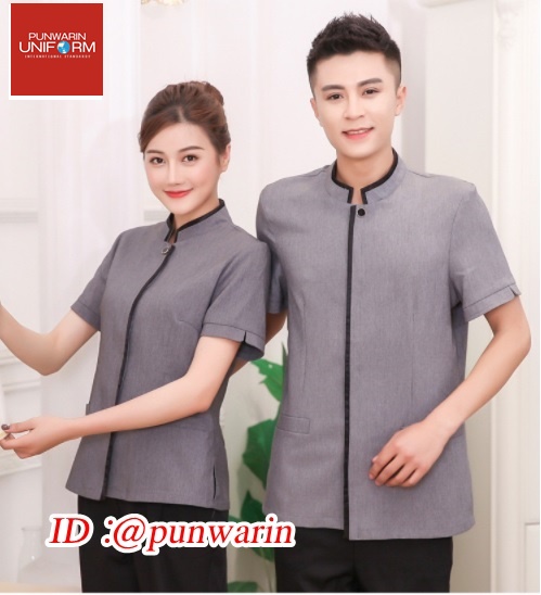 เสื้อพนักงานทำความสะอาด เสื้อแม่บ้าน เสื้อแม่บ้านโรงแรมรีสอร์ท D68060001 เทา ชมพู น้ำตาล L-6XL