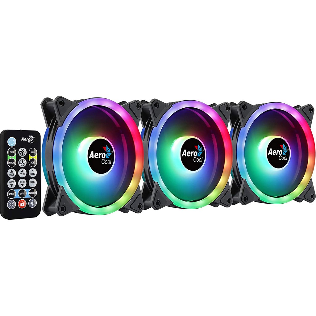 FAN CASE AeroCool Duo 12 Pro 12CM ARGB FANS x 3 | H66F HUB x 1 | REMOTE CONTROL x 1 #พัดลมระบายความร้อน