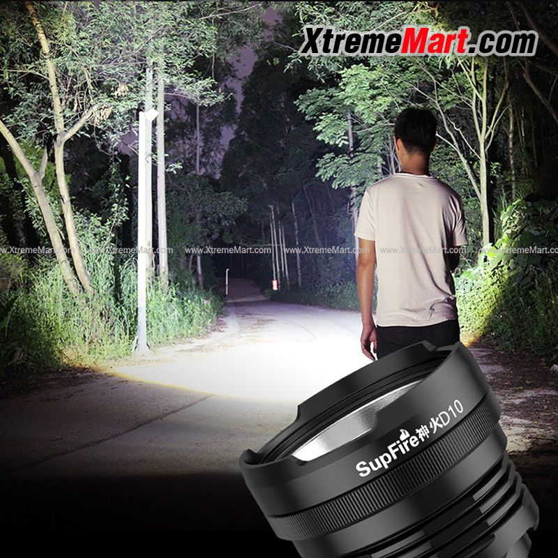 ชุดเซตไฟฉาย SupFire D10 หลอด P50 สว่าง 1400 Lumens 18W 6 โหมด พร้อมแบตเตอรี่ 26650 และสายชาร์จ USB type C