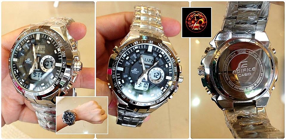นาฬิกา Casio Edifice เกรด AAA 2 ระบบหน้าปัดสีเงิน สายเลสสีเงิน ขั้นเทพ