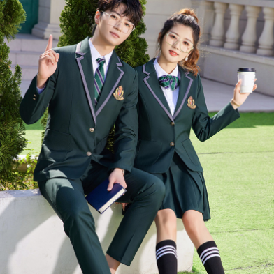 เครื่องแบบนักเรียนโรงเรียนนานาชาติ สองภาษา JK6705001 น้ำเงิน เขียว S-4XL