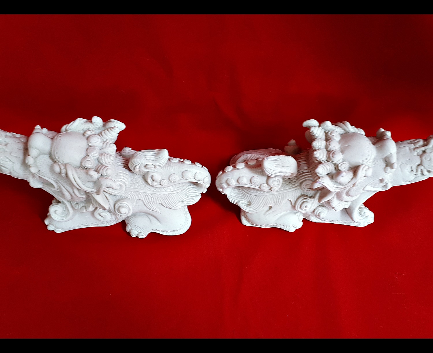 งาช้าง สิงห์โตจีน จำลอง เนื้อเรซิ่น สีขาว แกะสลัก (ขายปลีก ขายส่ง)