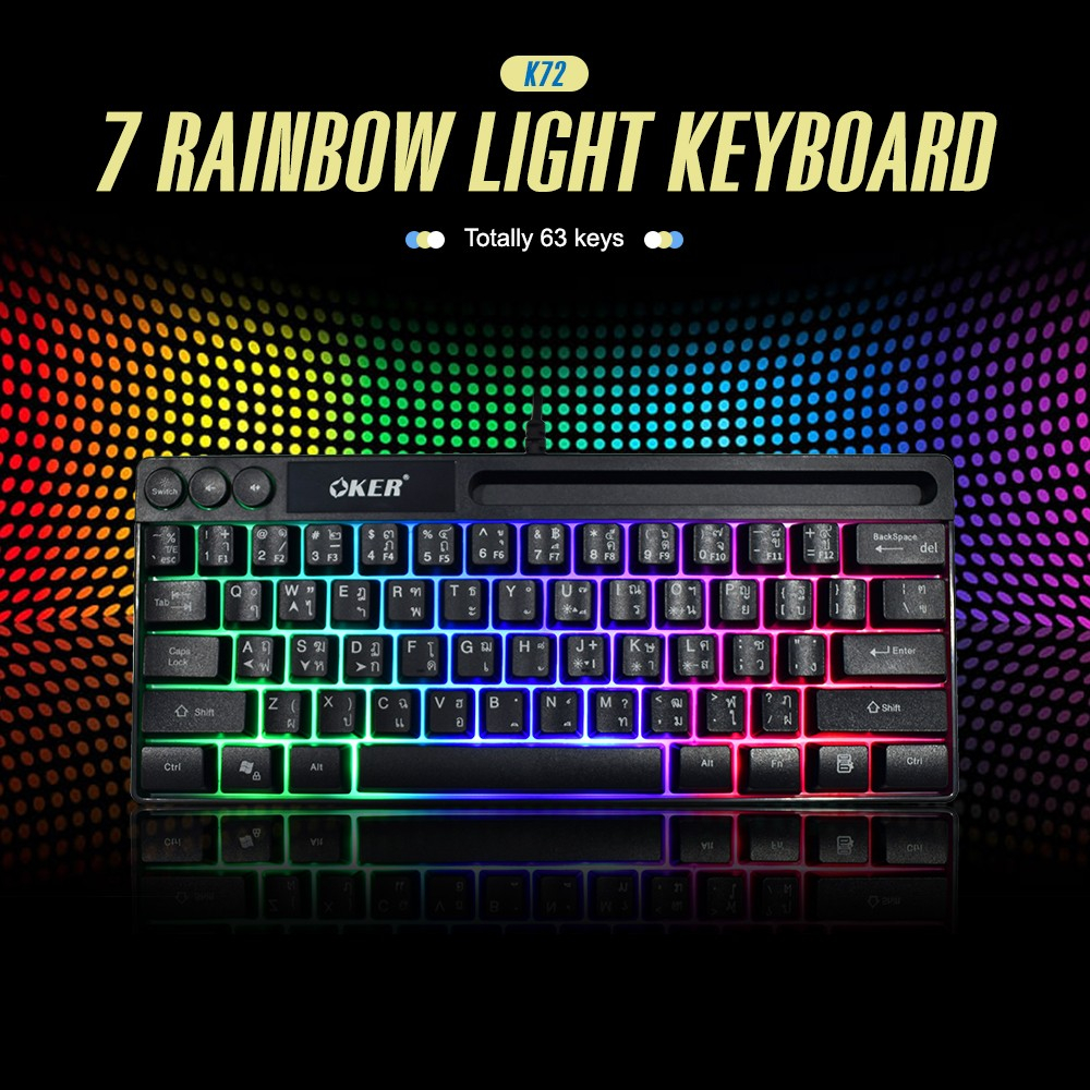 OKER RAINBOW LIGHT KEYBOARD K72 GAMING KEYBOARD