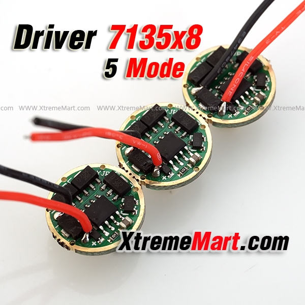 วงจร Circuit Driver AMC7135 x8 flashlight 17mm Board 3A for Cree T6 U3 U2 V3 V5 V6 LED