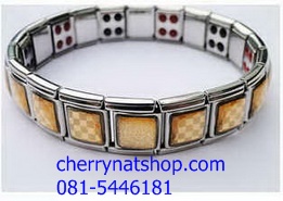พร้อมส่งสร้อยข้อมือแม่เหล็กไทเทเนียม แร่เจอร์เมเนียม 80 เม็ดรุ่น BB
