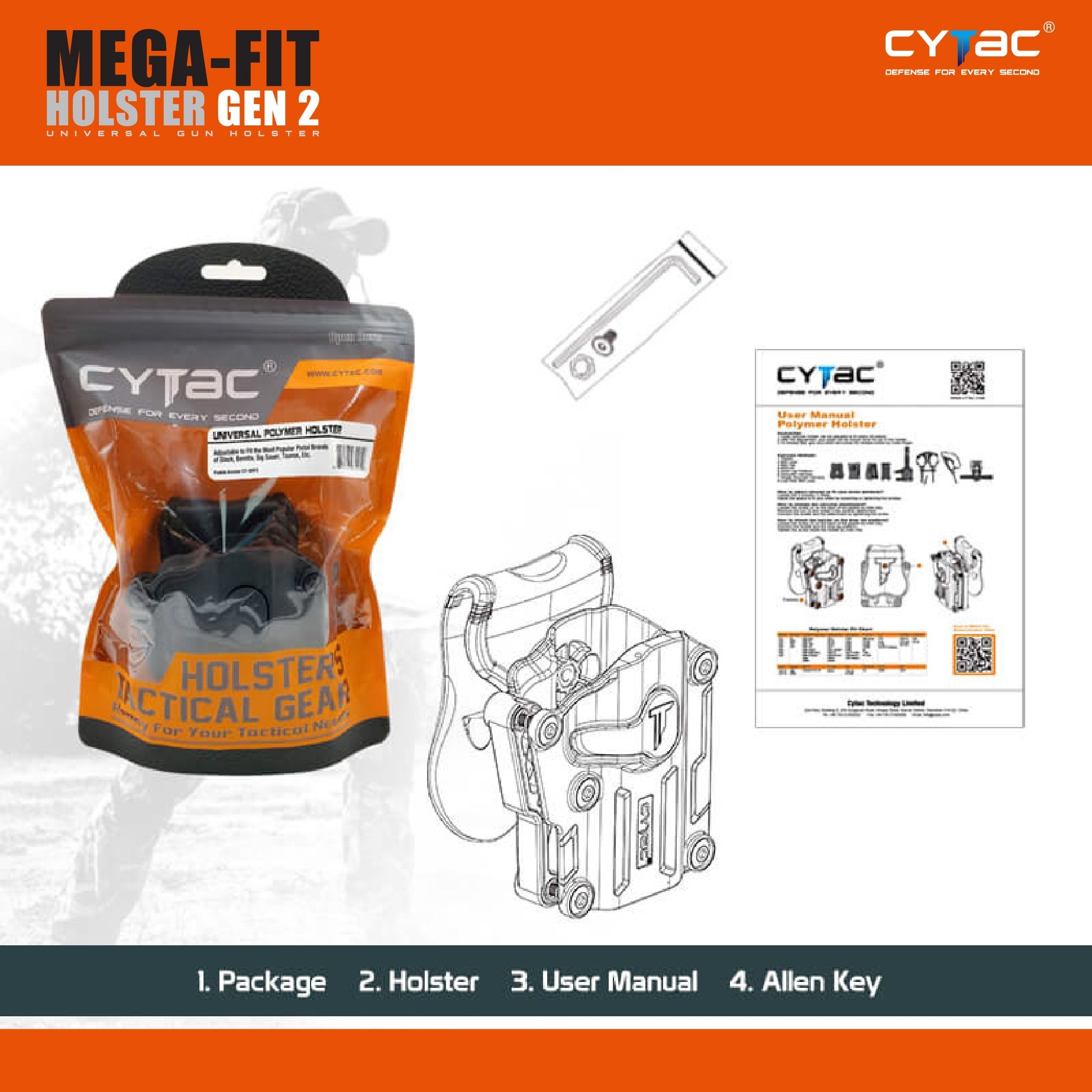 CYTAC thailand ซองพกนอกปลดล็อคนิ้วชี้ Cytac Mega-Fit Holster GEN2