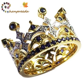Tiara Ring แหวนมงกุฏ ประดับ Blue Sapphire & Diamond ทองคำ YG หนัก 11.55 กรัม Blue Sapphire 61 เม็ด Diamond 28 เม็ด GVVS ขนาด #57