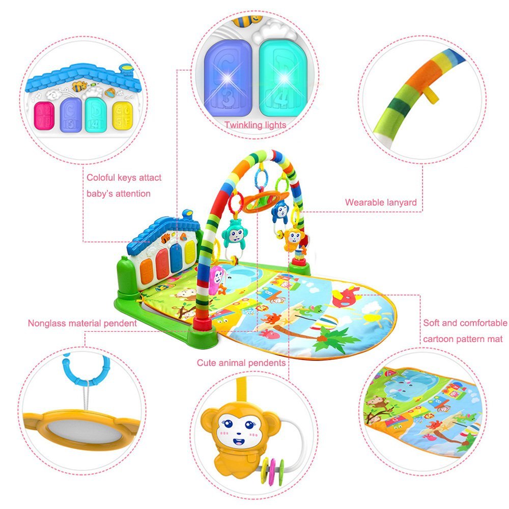 เพลย์ยิมเปียโนเสริมพัฒนาการ Huanger 3-in-1 Piano Play Gym & Activity Play Mat (Pink)