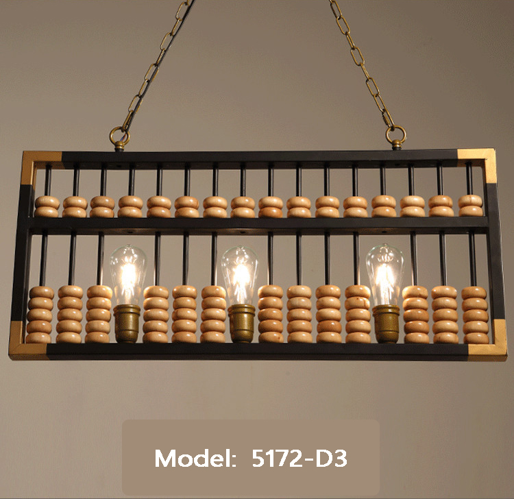 โคมไฟแขวนเพดานลูกคิดสไตล์วินเทจ [5172-D3]