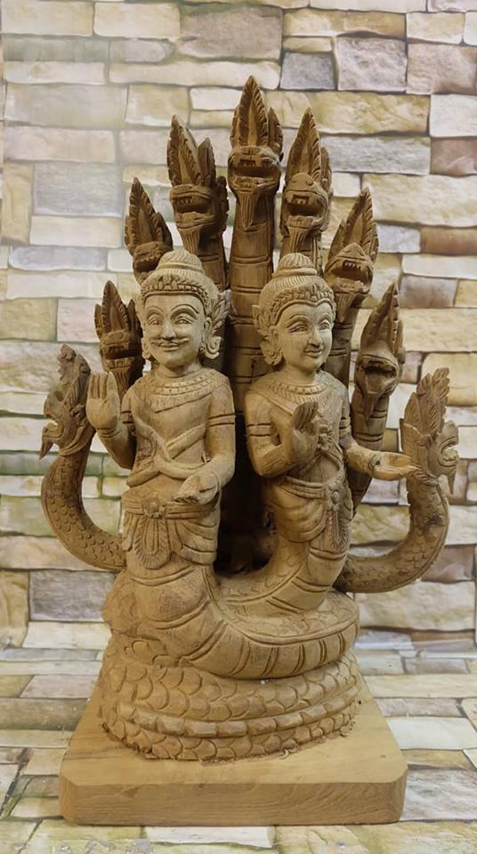 พญานาคราช​ ปู่ศรีสุทโธ​ ​ แกะสลักจากไม้สัก​ (สูง​20​นิ้ว​)