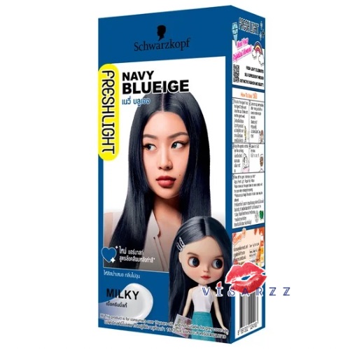 ( Navy Blueige ) Schwarzkopf Freshlight Milky Color สีเนวี่ บลูเอจ สวารอฟสกี้ ยาย้อมสีผม ยาเปลี่ยนสีผม สีเนวี่ บลูเอจ