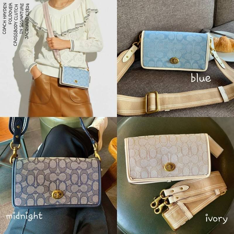 COACH HAYDEN FOLDOVER CROSSBODY CLUTCH IN SIGNATURE JACQUARD C3824 (แอดไลน์ก่อนสั่งซื้อ)