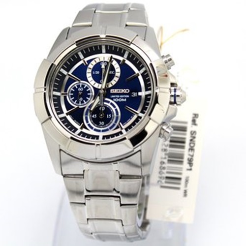 Seiko SNDE79P1 Seiko Silver/Blue Chronograph Watch