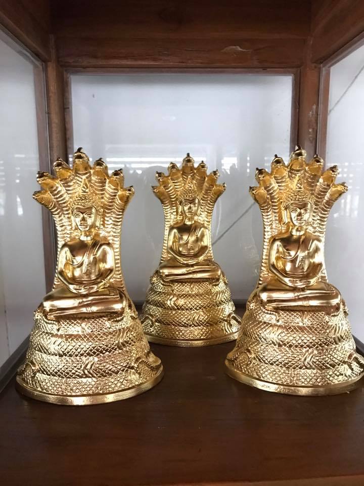 หลวงพ่อเจ็ดกษัตริย์ พระพุทธสิริสัตตราช ปิดทองคำแท้ เนื้อโลหะชนวน (ขนาดหน้าตัก4นิ้ว)