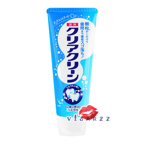 (ผู้ใหญ่ หลอดฟ้า Extra Cool) Kao Clear Clean Toothpaste 120g ยาสีฟันญี่ปุ่น มาพร้อมเม็ดทำความสะอาด ช่วยขจัดคราบหินปูนในร่องที่แปรงไม่ถึง มีฟลูออไรด์ป้องกันฟันผุ