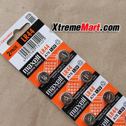 ถ่านกระดุม Maxell LR44 (A76) 1.5V Alkaline Button Cell Battery ของแท้ 100% (ก้อนละ)