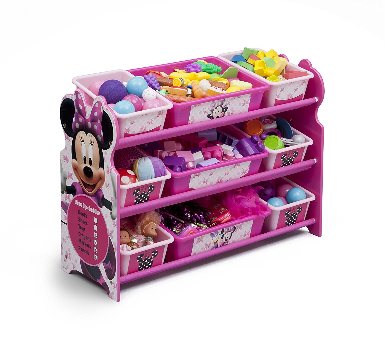 ชั้นเก็บของไม้พร้อมกระบะพลาสติก Delta Children Plastic 9 Bin Organizer (Disney Minnie Mouse)