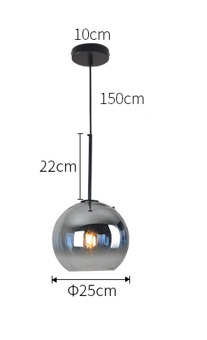 โคมไฟแขวนเพดานโป๊ะแก้วทรงกลมสีใสไล่เฉดเทารมควัน [BG-Gradient]