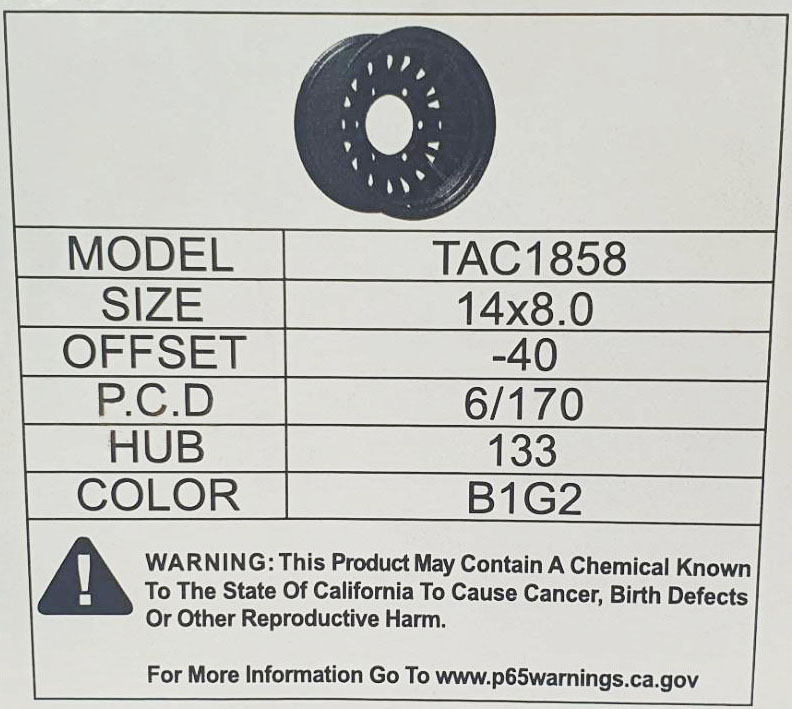 ล้อแม็ก 6 รู 170 ขอบ 14 OFF -40 HUB 133 T.A.C ใช้สำหรับเพลาลอย รับประกันความทนทาน 2 ปี (ราคาต่อใบ) สินค้าใหม่จากโรงงาน