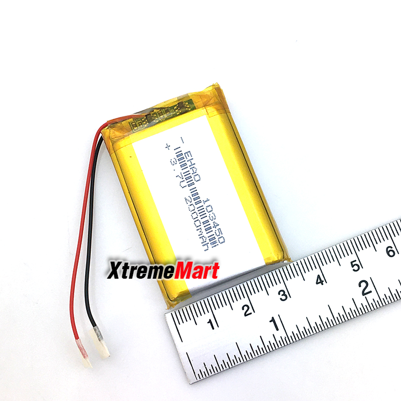 แบตเตอรี่ Li-Po 103450 3.7V 2000mAh Lithium Polymer LiPo Rechargeable Battery For DVD PAD camera GPS Speaker