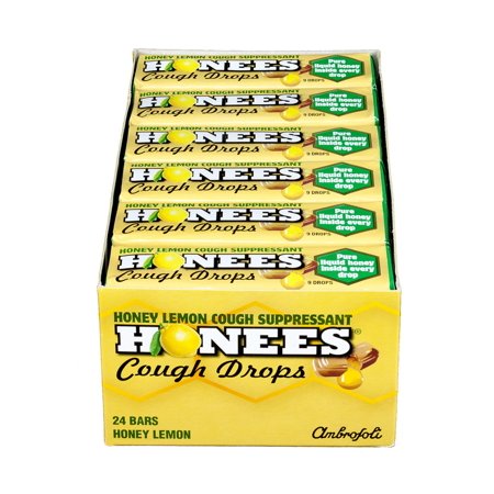 ลูกอมบรรเทาอาการไอ HONEES Lemon Menthol Cough Drops (9 Drops)