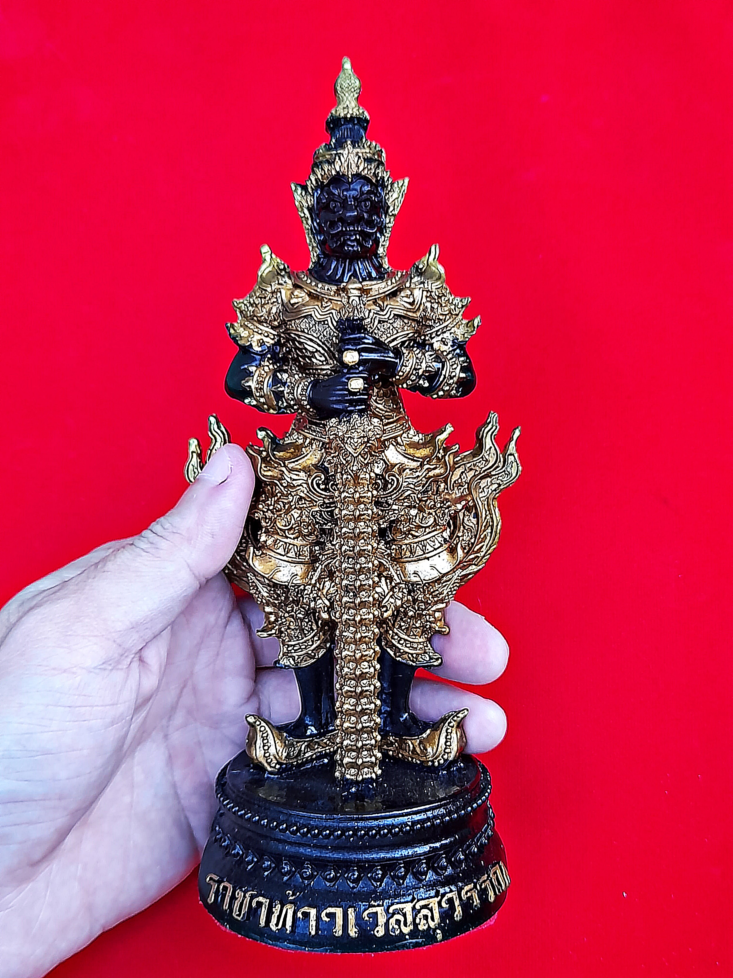 รูปหล่อ ท้าวเวสสุวรรณ สีดำ ชุดสีทอง (สูง 9นิ้ว) เนื้อแร่เหล็กน้ำพี้ ปี2565 #รับประกันแท้