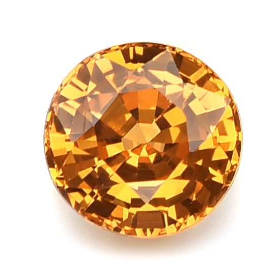 Natural Sapphire พลอยเนื้อแข็ง รูปกลม น้ำหนัก 0.95 กะรัต สีเหลืองส้ม เนื้อสะอาดส่องด้วยกล้องขยายสะอาดไม่มีตำหนิ ไฟเต็มเม็ด