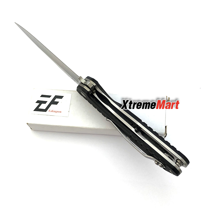 มีดพับ Eafengrow 02BS ด้ามดำ ใบเงิน stonewash D2 Blade Pocket Knives G10 Handle (เล่มละ)