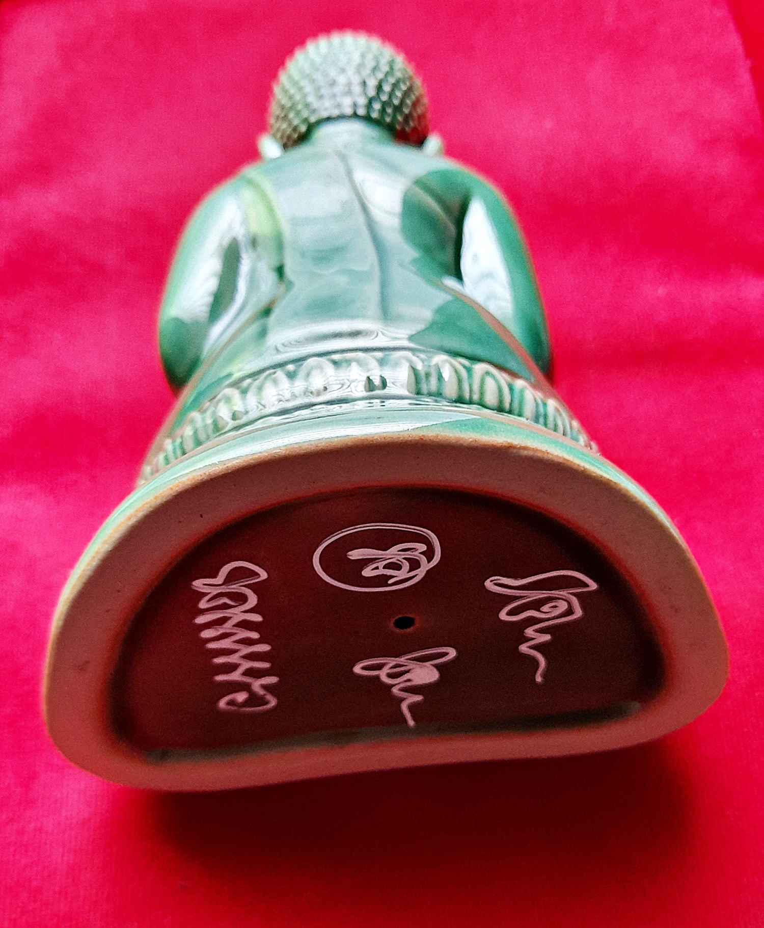 รูปหล่อ หลวงพ่อสำเร็จศักสิทธิ์ เนื้อกระเบื้อง สีเขียวเคลือบเงา(เขียวเหนียวทรัพย์) ใต้ฐานจารยันต์เต็มสูตร (หน้าตัก3นิ้ว) ปี2561 #รับประกันแท้