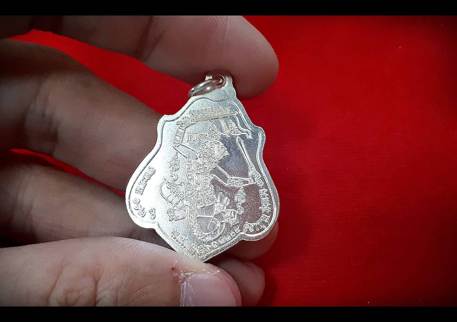 เหรียญหลวงพ่อกวย วัดโฆสิตาราม(วัดบ้านแค) (เหรียญโล่ห์หลังหนุมาน) เนื้อทองแดงชนวน(ชุบเงิน) รุ่นแรงครู ปี2560