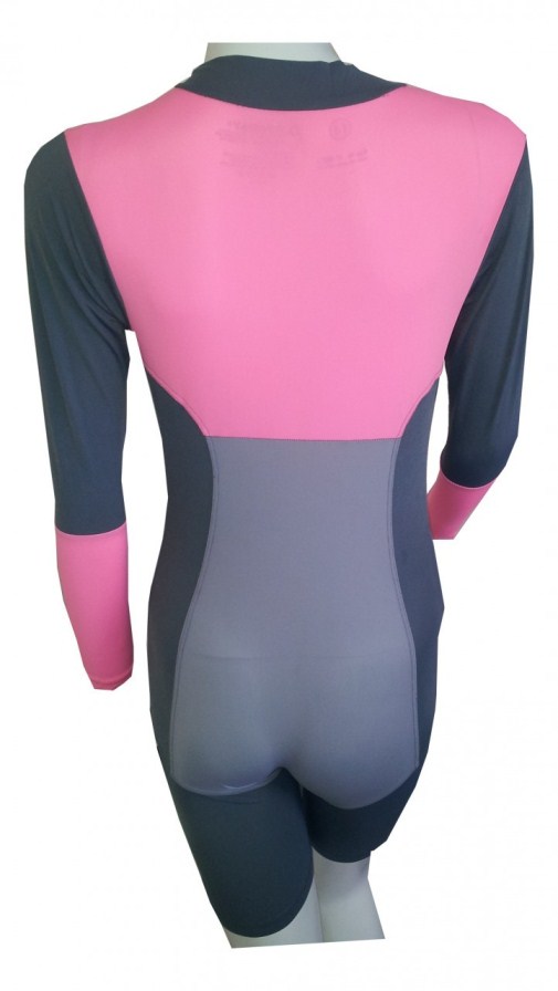 ชุดว่ายน้ำเด็ก Stingray Girls Junior Raysuit แขนยาวขาสั้น สีเทา/ชมพู กันรังสียูวี 50 + ไซส์ 12