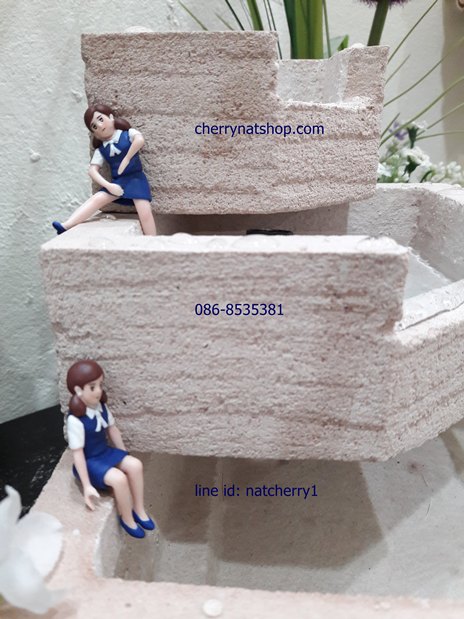 น้ำผุดน้ำล้นน้ำริน3ชั้นอ่างเหลี่ยมเข้ามุม สีทราย