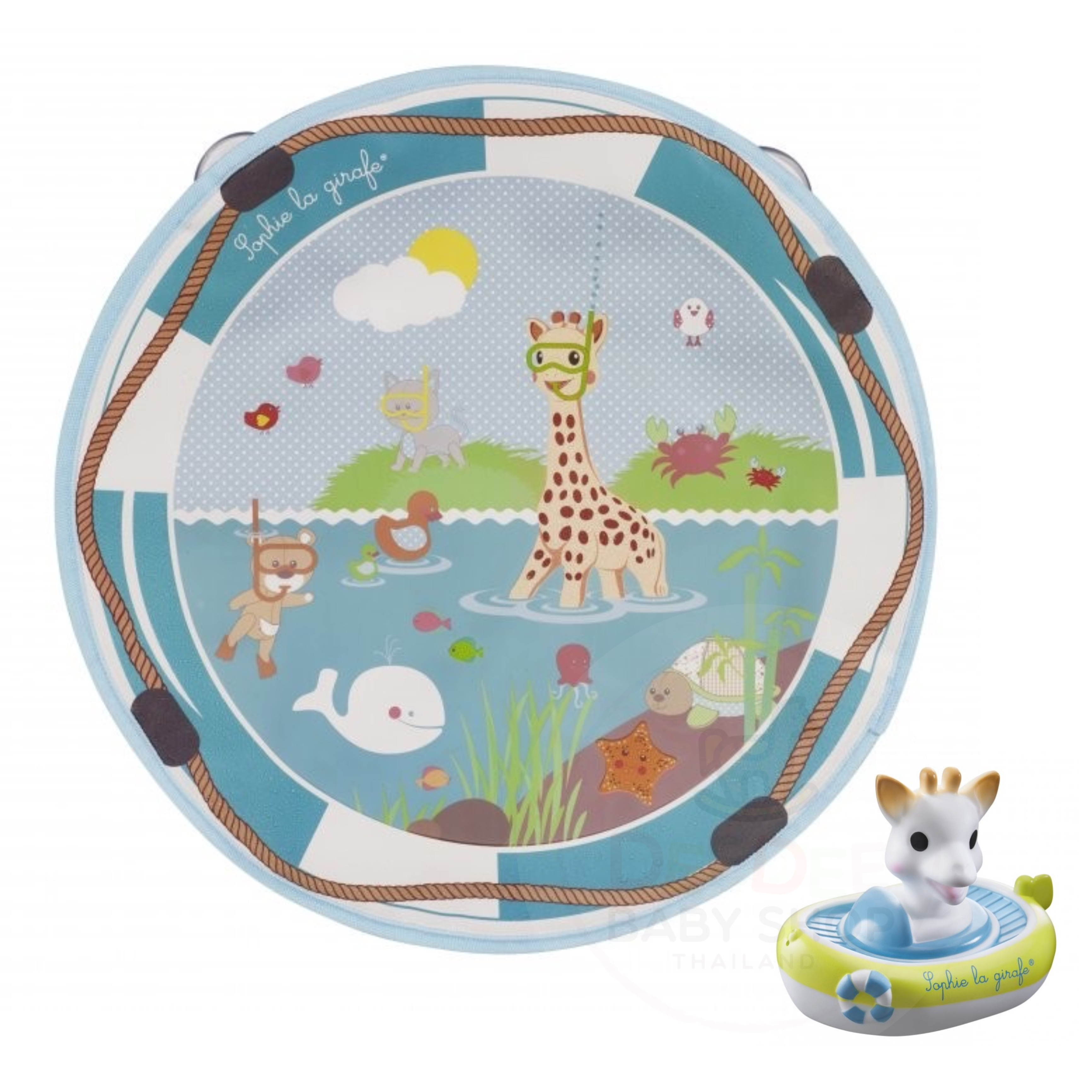 กระดานมหัศจรรย์พร้อมของเล่น Sophie la Girafe Magik Splash Board with Bathtub Boat